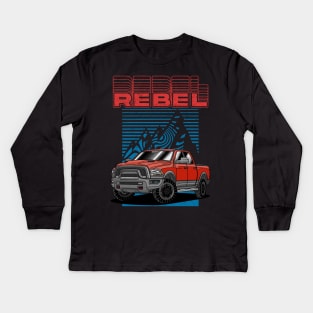 American Pickup Truck RAM 1500 Rebel Kids Long Sleeve T-Shirt